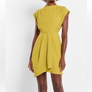 NWT Draped Cowl Neck Pleated Mini Sheath Dress